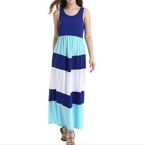 Scoop Neck Sleeveless Casual Chevron Maxi Dress - NWT